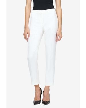 McQueen Leaf Crepe Cigarette Pants - White