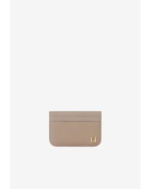 Fendi Ff Logo Smooth And Grained Leather Cardholder - White