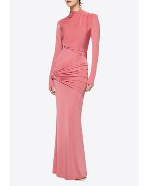 Paris Georgia Basics Aria Knitted Maxi Dress With Ruching - Pink
