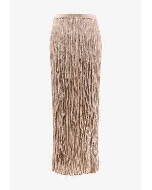 Alysi Wrinkled Midi Skirt - Natural