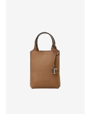 Tod's Micro Hammered Leather Top Handle Bag - Brown