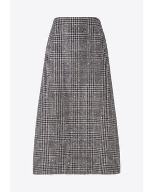 Fendi Check Tweed Midi Skirt - Grey