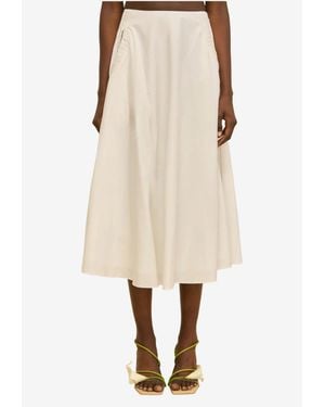 Cult Gaia Ely A-Line Poplin Midi Skirt - Natural