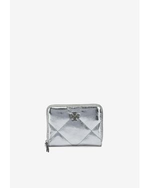 Tory Burch Small Kira Quilted Leather Zip-Around Wallet - White