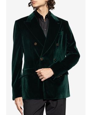 Dolce & Gabbana Sicilia Double-Breasted Velvet Jacket - Black