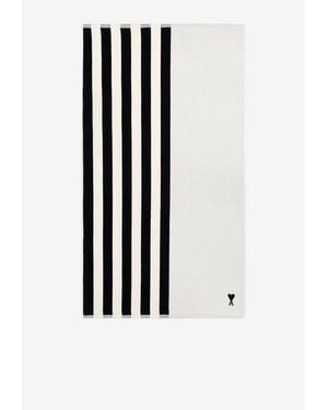 Ami Paris Striped Beach Towel - White