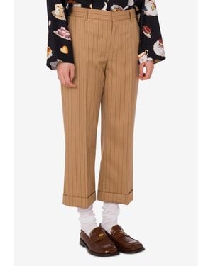 Moschino Pinstripe Cropped Wool Pants - Natural