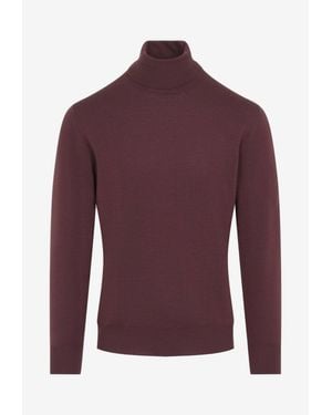Canali Pure Wool Turtleneck Sweater - Purple