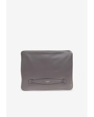 Dolce & Gabbana Stamped Logo Leather Briefcase - Gray