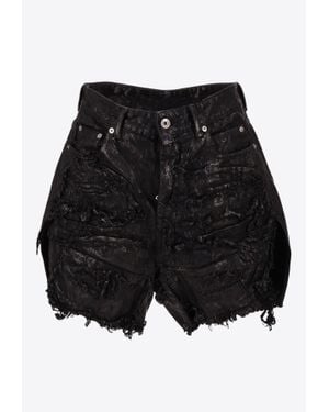 Rick Owens Cut Offs Megacrust Denim Shorts - Black