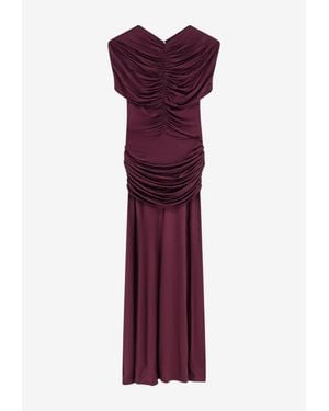 Self-Portrait Ruched Jersey Maxi Dress - Purple