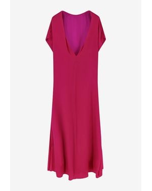 Dries Van Noten Diria V-Neck Silk Dress - Pink