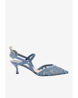 Fendi Colibrì Lite 55 Slingback Mesh Pumps - Blue