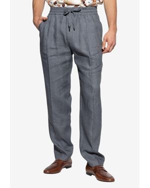 Dolce & Gabbana Creased Straight-Leg Trousers - Blue