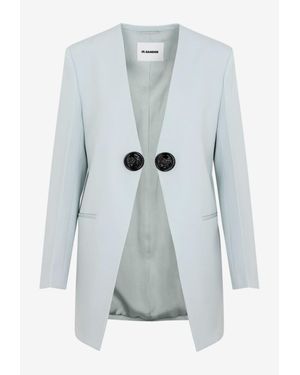 Jil Sander Collarless Wool Blazer - Blue