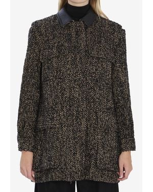 Max Mara Angio Herringbone Wool Jacket - Black