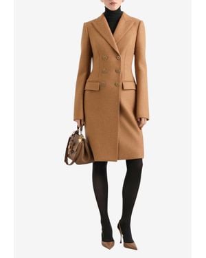 Dolce & Gabbana Double-Breasted Wool Coat - Natural