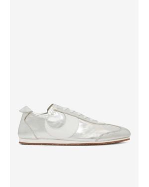Marine Serre Moon Patch Metallic Leather Sneakers - White