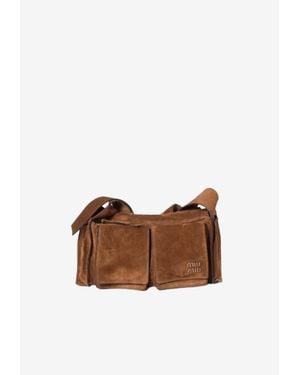 Miu Miu Utilitaire Suede Shoulder Bag - Brown