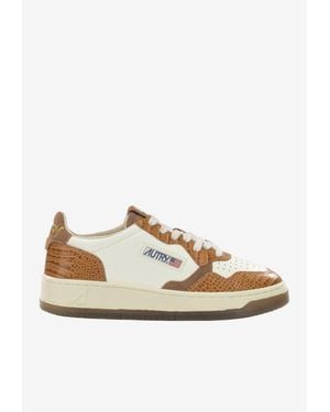 Autry Medalist Croc-Embossed Leather Sneakers - White