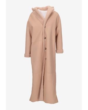 LA ROSE Reversible Single-Breasted Fur Coat - Natural