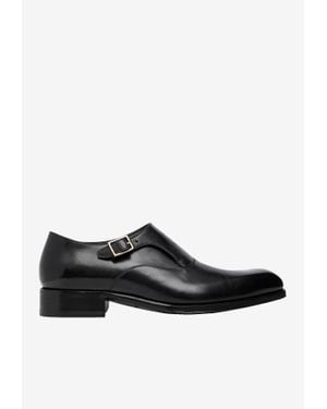 Tom Ford Edgar Single Monk Strap Leather Shoes - Black
