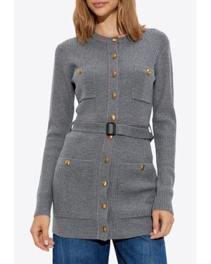 Chloé Wool Knit Fitted Mini Dress - Gray