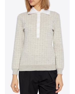 Givenchy Monogram Jacquard Wool-Blend Polo Sweater - White