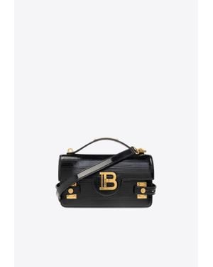 Balmain B-Buzz 24 Leather Top Handle Bag - Black