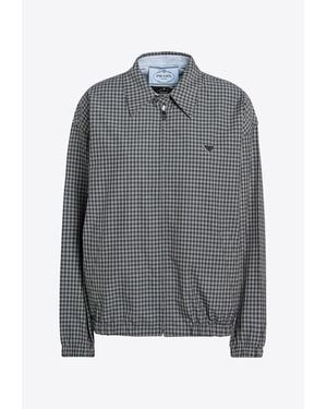 Prada Reversible Checked Zip-Up Jacket - Grey