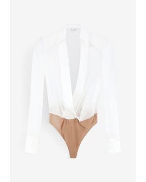 Elisabetta Franchi Fitted V-Neck Bodysuit - White