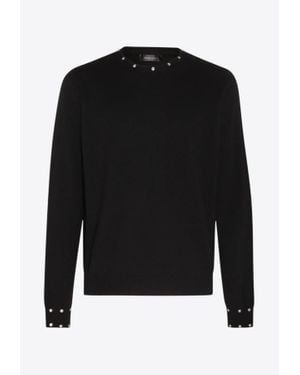 Versace Embellished Crewneck Knit Sweater - Black