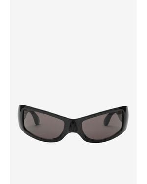 Balenciaga Embossed Logo Rectangular Sunglasses - Grey