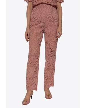 Dolce & Gabbana Floral Lace Pants - Red