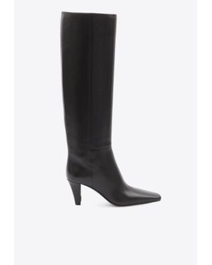 Saint Laurent Jill 75 Leather Knee-High Boots - Black