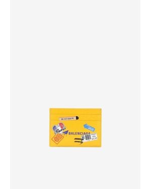 Balenciaga Printed Stamps Leather Cardholder - Yellow