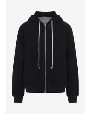 Rick Owens Tower Zip-Up Wool Hoodie - Black
