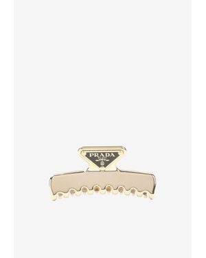 Prada Logo Hair Clip - White