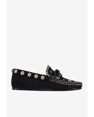 Isabel Marant Fitza Studded Suede Loafers - Black