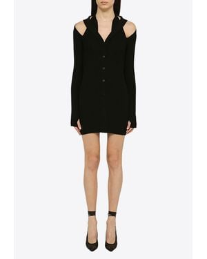 ANDREADAMO Cut-Out Ribbed Mini Dress - Black