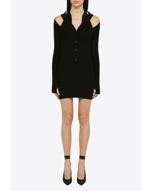 ANDREADAMO Cut-Out Ribbed Mini Dress - Black