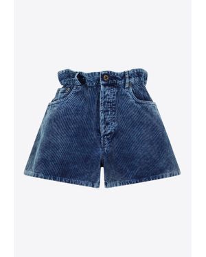 Miu Miu Corduroy Denim Shorts - Blue