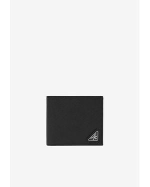 Prada Logo-Plaque Saffiano Wallet - White