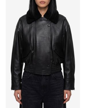 IVY & OAK Lolaila Lane Leather Bomber Jacket - Black