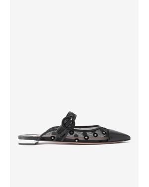 Aquazzura Darling Daisy Pointed-Toe Flat Mules - White