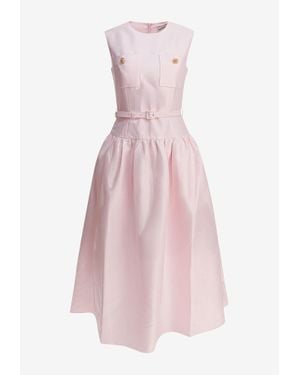 Self-Portrait Taffeta Sleeveless Midi Dress - Pink