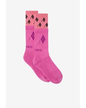 The Attico Printed Ribbed Socks - Pink