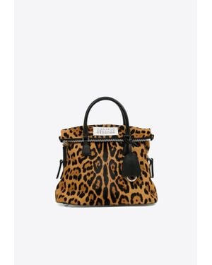 Maison Margiela Mini 5Ac Leopard Print Top Handle Bag - Brown