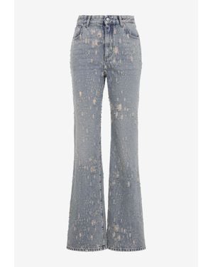 McQueen Distressed Flared Jeans - Gray
