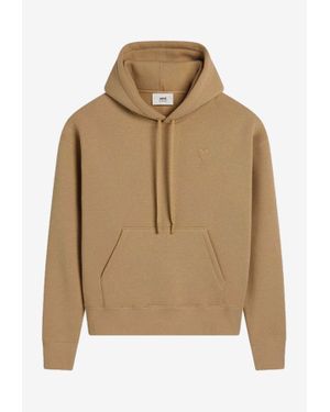 Ami Paris Ami De Coeur Hooded Sweatshirt - Natural